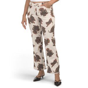 LE LIS Cream/brown Cow Print Pants